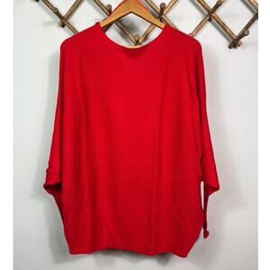 Philosophy Ribbed Knit Dolman Sleeve Sweater in Red Women's Size L